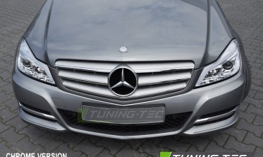 Передні фари Mercedes C W204 2011-2014 чорні глянцеві з діодами фото