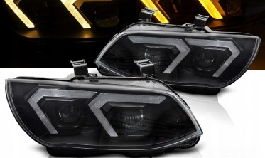 Передні фари жовті лед BMW E92, E93 2010-2013 чорні тюнінг під ксенон фото