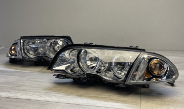 Передние фари с диодными кольцами BMW E46 седан, универсал дорестайл фото