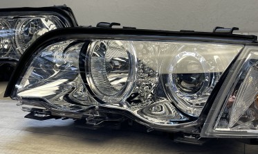 Передние фари с диодными кольцами BMW E46 седан, универсал дорестайл фото