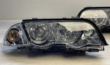 Передние фари с диодными кольцами BMW E46 седан, универсал дорестайл фото