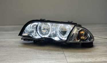 Передние фари с диодными кольцами BMW E46 седан, универсал дорестайл фото