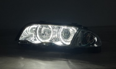 Передние фари с диодными кольцами BMW E46 седан, универсал дорестайл фото