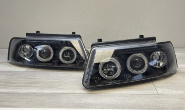 Фары передние VW Passat B5 дорестайл тюнинговые черные фото