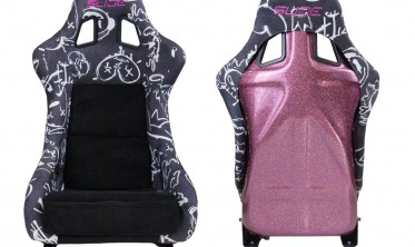 Сидіння для машини Slide KS2 Premium Black Spray Graffity Welur Pink Glitter фото