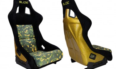 Ковш сиденье для автоспорта Slide KS2 Premium Camuflage Dark Green Welur Yellow Glitter фото