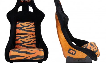 Ковші спорт сидіння в машину Slide KS2 Premium Orange Black Grafic Tiger Welur Orange Glitter фото