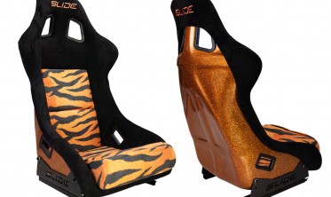 Ковши спорт сидения в машину Slide KS2 Premium Orange Black Grafic Tiger Welur Orange Glitter фото