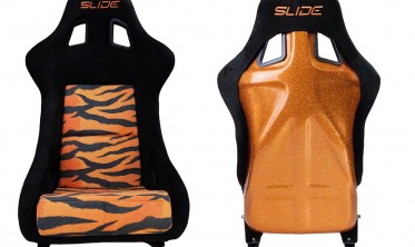 Ковші спорт сидіння в машину Slide KS2 Premium Orange Black Grafic Tiger Welur Orange Glitter фото