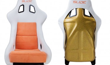Спортивное сидение ковш Slide KS2 Premium White Orange Welur Orange Glitter фото