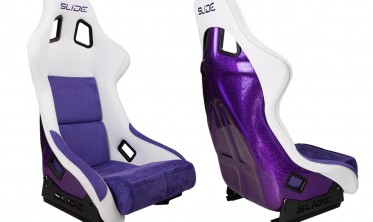 Сидения ковши для машины Slide KS2 Premium White Purple Welur Purple Glitter фото