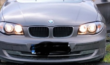 Передние фары BMW E87 / E81 / E82 / E88 черные с кольцами фото