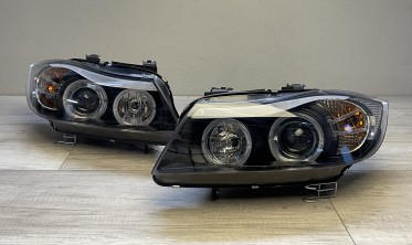 Фары передние тюнинговые BMW E90, E91 с кольцами 05-08  фото