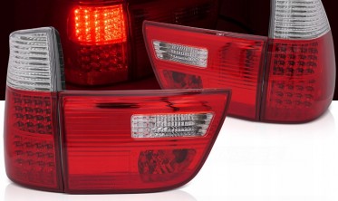 Тюнінгові задні ліхтарі (стопи) BMW X5 E53 червоно-білі фото