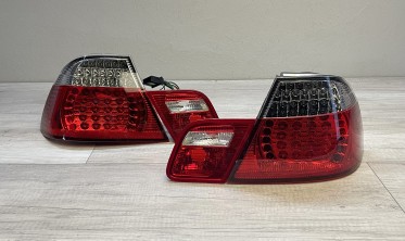 Тюнинговые светодиодные фонари BMW E46 coupe дорестайл red white фото