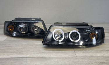Фары передние тюнинговые VW Passat B5 Engel Eyes черные фото