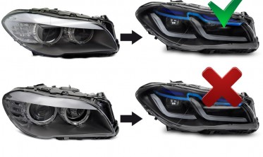 Передні фари BMW 5 F10, F11 2010-2013 чорні full led тюнінг фото