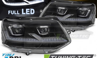 Тюнинг фары передние VW T5.1 2010-2015 черная оптика full led фото