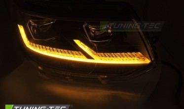 Тюнинг фары передние VW T5.1 2010-2015 черная оптика full led фото