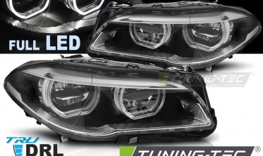 Передние фары черные BMW 5 F10, F11 2010-2013 full led оптика под ксенон фото