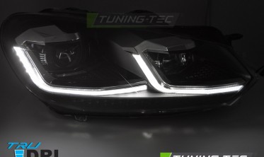 Тюнінг фари передні VW Golf 6 чорна оптика silver line фото