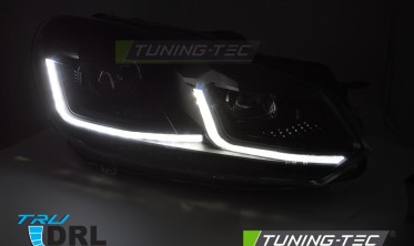 Черные фары передние VW Golf 6 тюнинг оптика с диодами фото