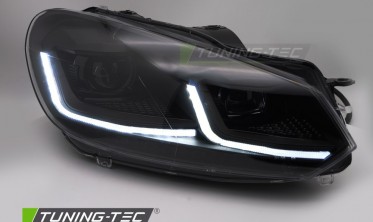 Черные фары передние VW Golf 6 тюнинг оптика с диодами фото