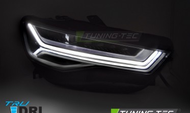 Передние фары черные Audi A6 C7 2014-2018 full led оптика под ксенон фото