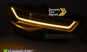 Передние фары черные Audi A6 C7 2014-2018 full led оптика под ксенон фото