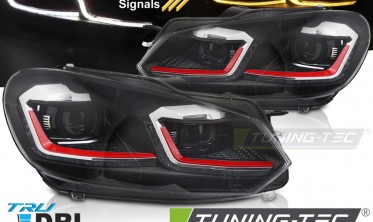 Тюнінг фари передні VW Golf 6 оптика чорна red line фото