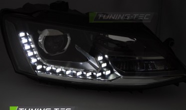 Тюнінг фари передні VW Jetta MK6 2011-2018 оптика чорна з лінзою фото