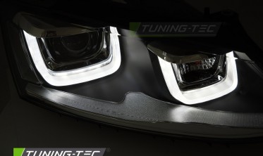 Черные фары передние VW Jetta MK6 2011-2018 с диодами U-тип тюнинг оптика фото
