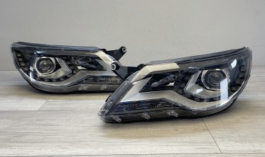 Фары передние с линзой VW Tiguan MK1 2007-2011 тюнинг оптика с диодами фото