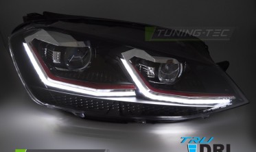 Фары передние VW Golf 7 2013-2017 тюнинг оптика с красными вставками фото