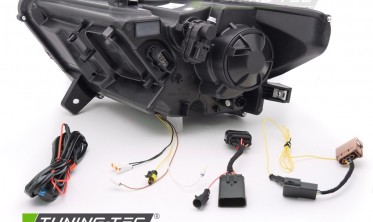 Передние диодные фары Ford Mustang 2014-2017 черные full led фото