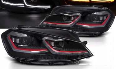 Фары передние VW Golf 7 2017-2019 red тюнинг оптика с ДХО фото