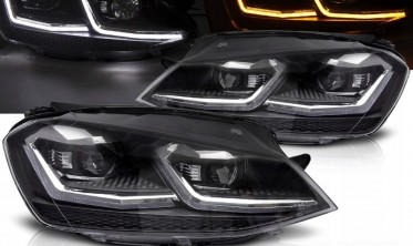 Фары передние тюнинг VW Golf 7 2013-2017 оптика с диодами silver фото