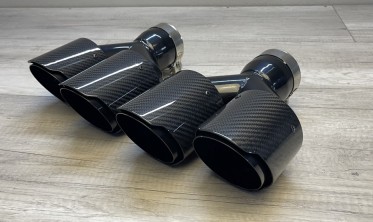 Чорні подвійні насадки на глушник 2х101 мм круглі, Carbon Gloss фото