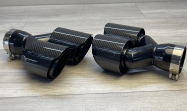Чорні подвійні насадки на глушник 2х101 мм круглі, Carbon Gloss фото
