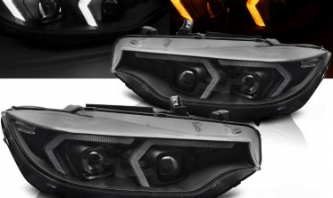 Передние фары черные BMW F32, F33, F36 2013-2017 full led оптика под ксенон фото