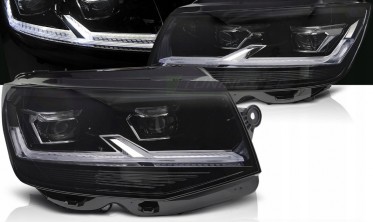 Передние фары VW T6 2015-2019 черные диодные фото
