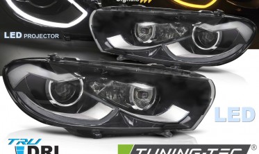 Диодные фары передние VW Scirocco 2008-2014 черная тюнинг оптика led фото