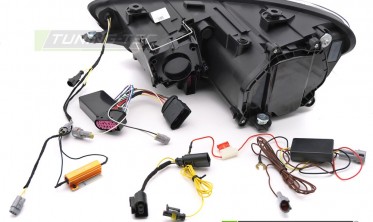 Диодные фары передние VW Scirocco 2008-2014 черная тюнинг оптика led фото