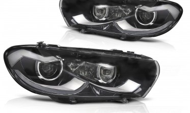 Діодні фари передні VW Scirocco 2008-2014 чорна тюнінг оптика led фото