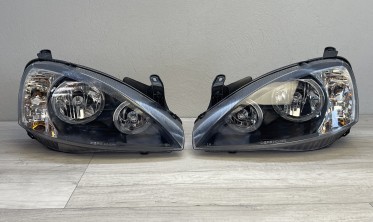 Черные фары передние с кольцами Opel Corsa C фото
