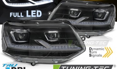 Фары передние full led VW T5.1 2010-2015 тюнинг оптика black chrome фото