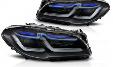 Передні діодні фари BMW 5 F10, F11 LCI 2013-2016 чорні full led тюнінг оптика фото
