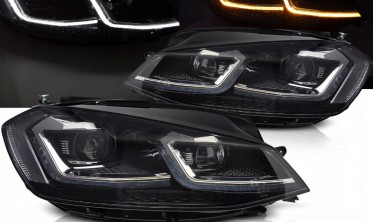 Тюнинг фары передние VW Golf 7 2017-2019 оптика silver line фото