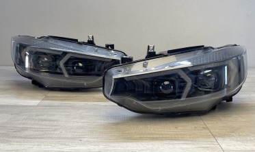 Передние фары под ксенон BMW F32, F33, F36 2013-2017 черная лед тюнинг оптика фото
