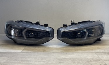 Передние фары под ксенон BMW F32, F33, F36 2013-2017 черная лед тюнинг оптика фото